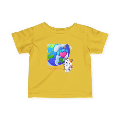 X7 "Happy Kitten Kids Tee – Kawaii Heart Balloon Design for 5 Year Olds"