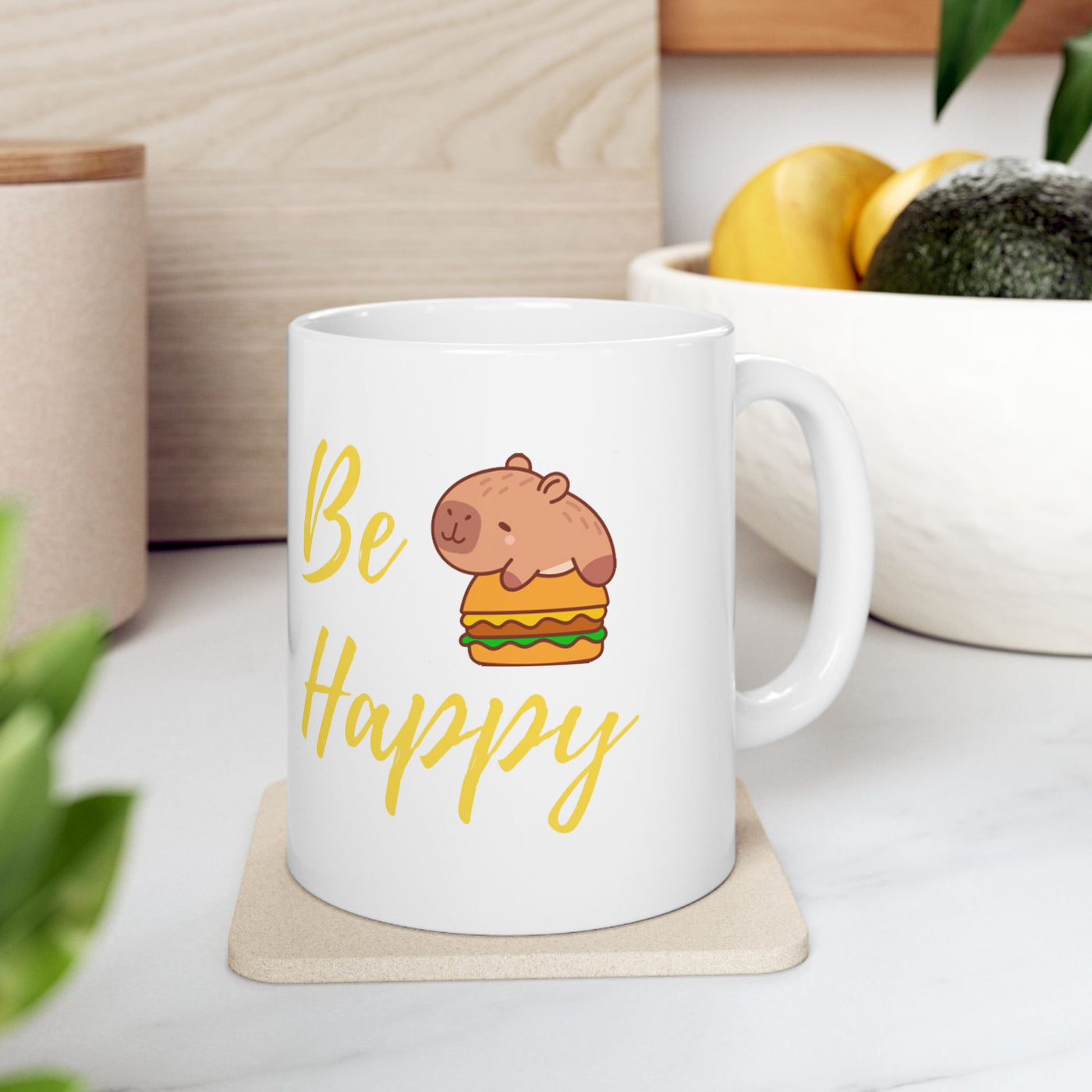 "Capybara Be Happy – Tropical Serenity Mug"