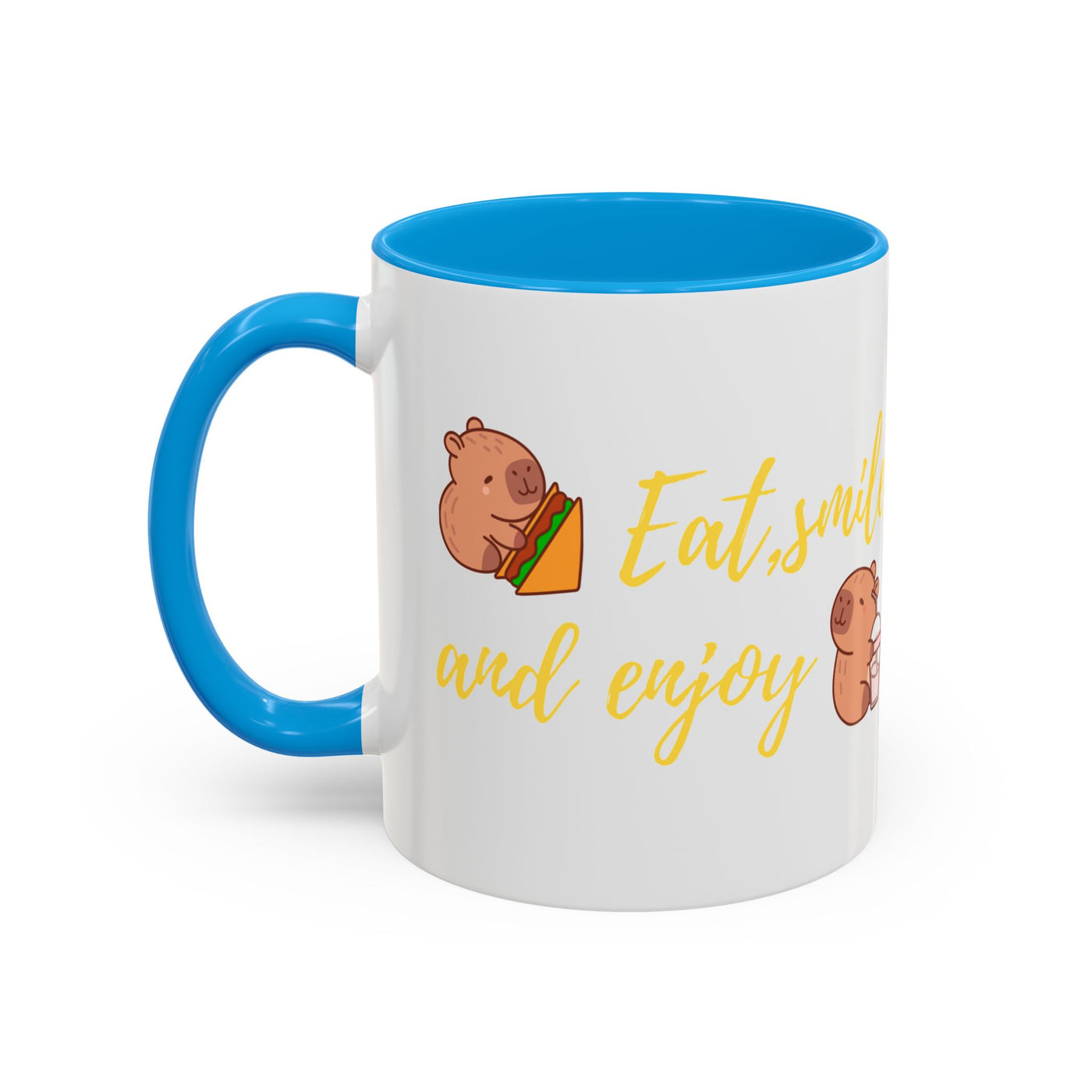 capibara  eat smile and enjoy