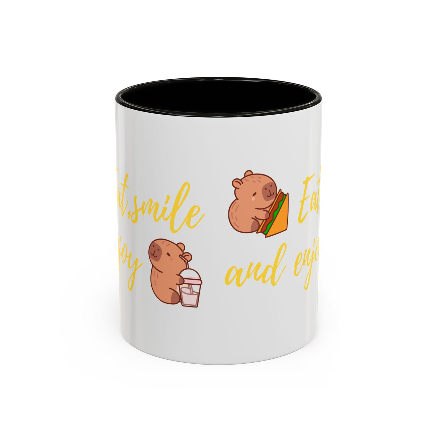 capibara  eat smile and enjoy