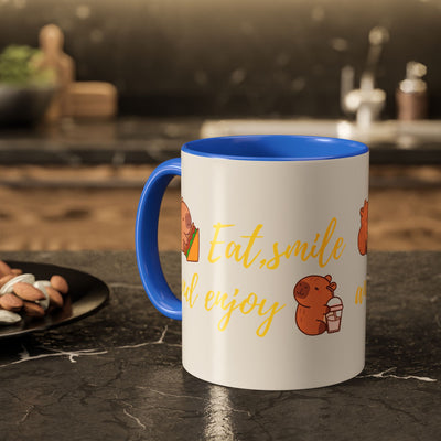 "Capybara Zen Mug - Eat, Smile, Enjoy"