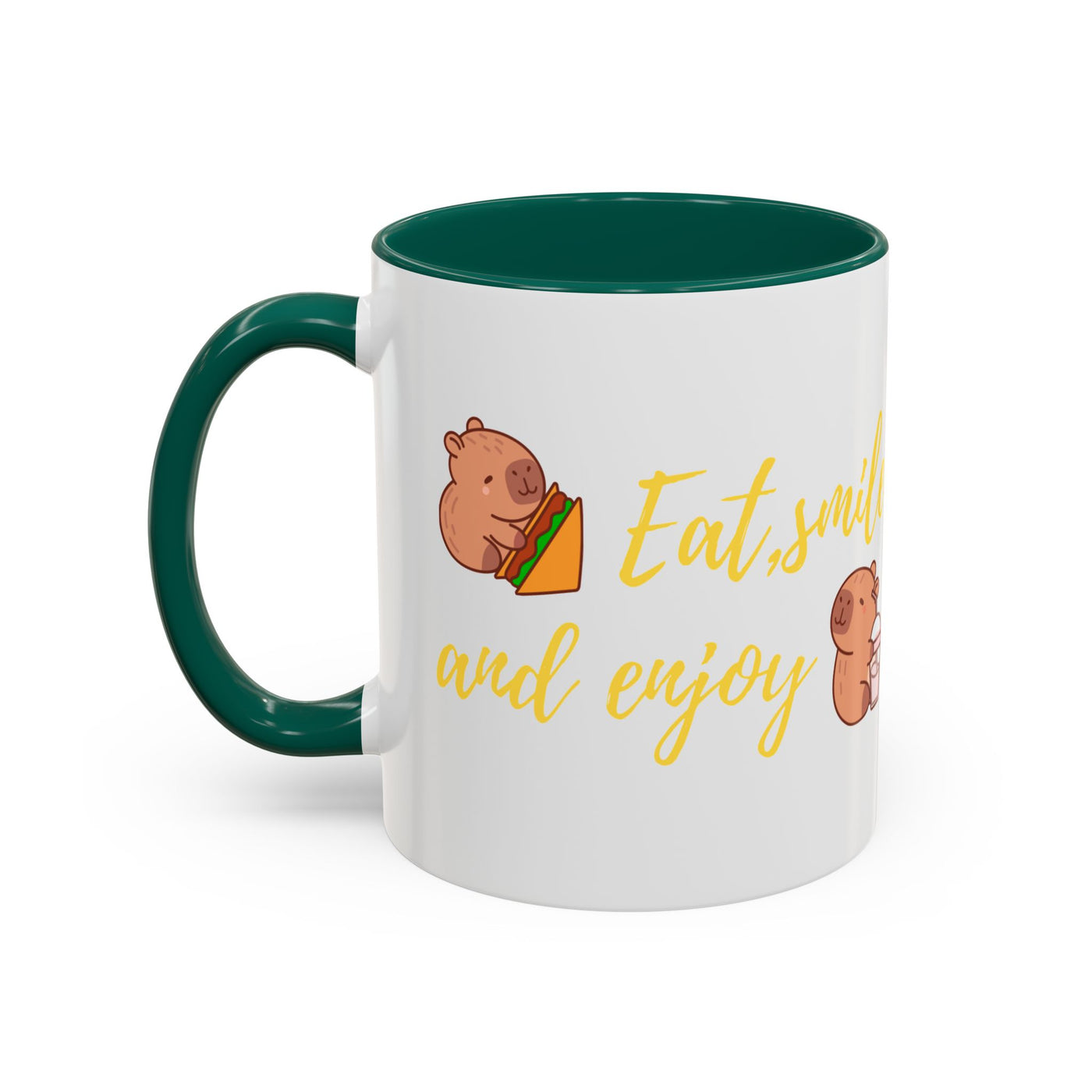 capibara  eat smile and enjoy