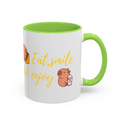 capibara  eat smile and enjoy