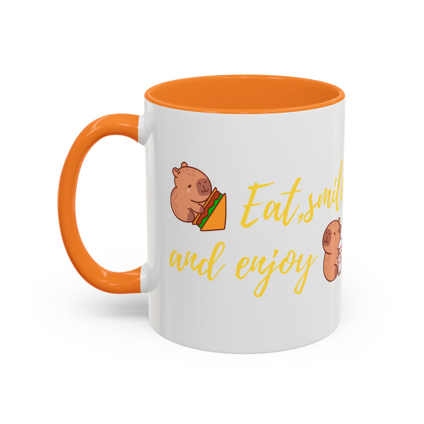 capibara  eat smile and enjoy