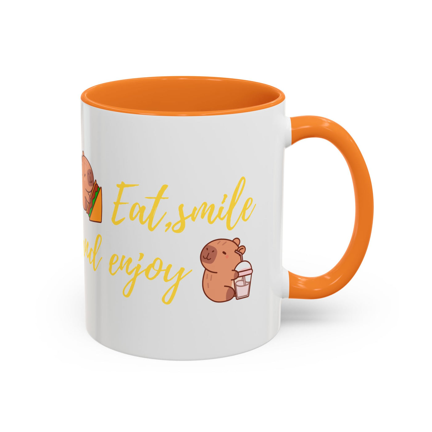 capibara  eat smile and enjoy